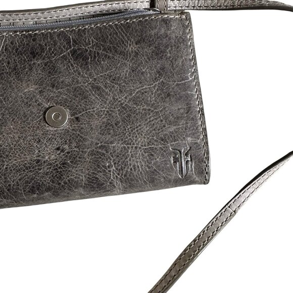 Frye Melissa Ice Gray Clutch Crossbody Versatile Leather Shoulder Bag Western - Picture 6 of 9